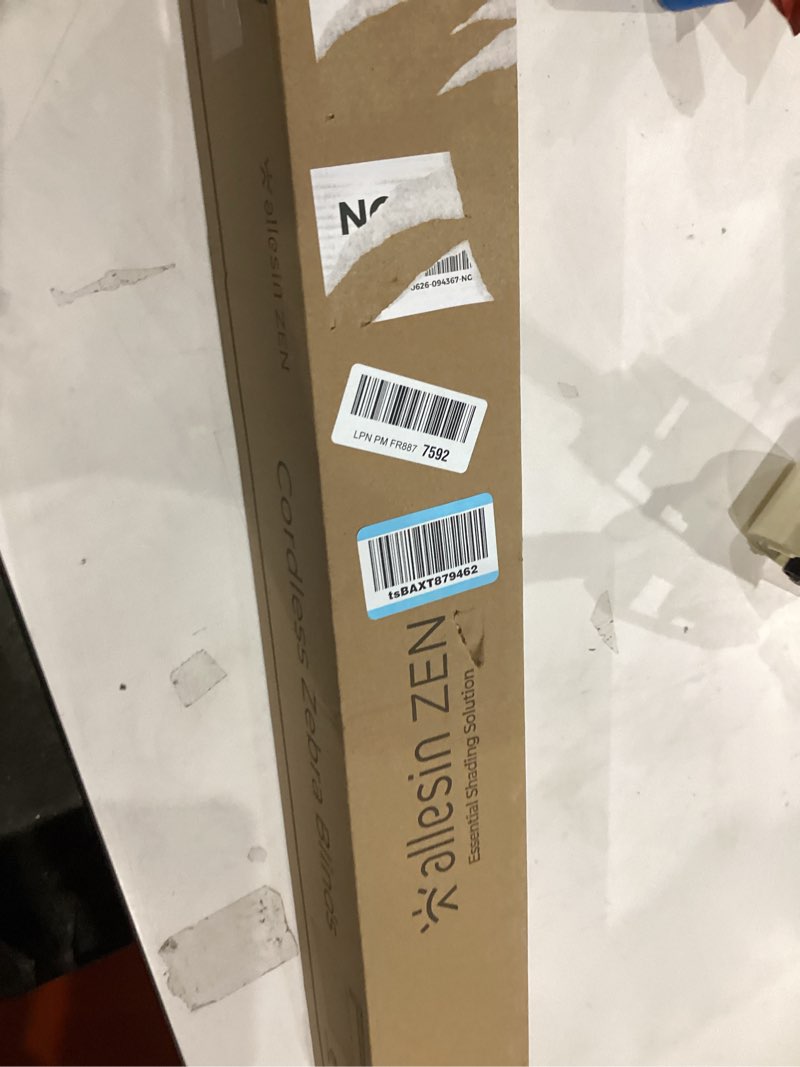 Condition photo showing New/Like New for Allesin zen No Drill No Tools Cordless Zebra Blinds, Renter Friendly, Dual Layer Shades for Indoor Windows, Easy to Install Thermal Insulated Privacy Blinds, Beige, 27.5" W x 48" H Beige-50% Blackout 27.5"W x 48"H