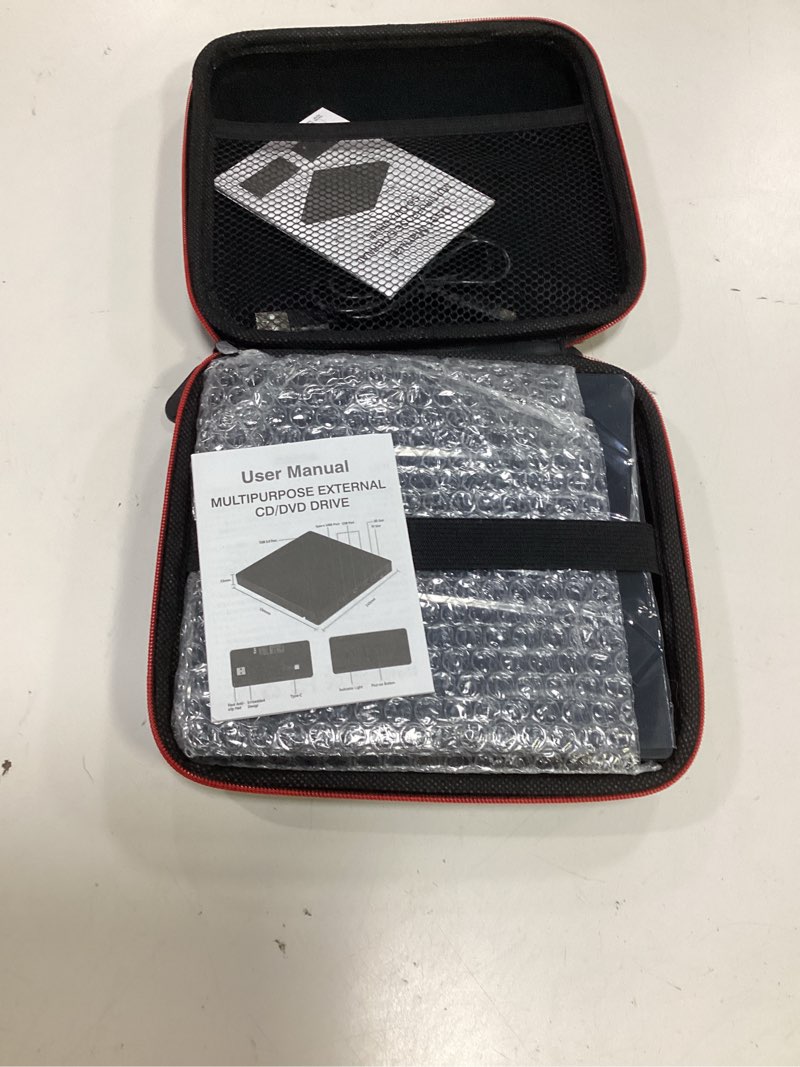 Condition photo showing Good Condition for 8-in-1 extemal cd/dvd drive for laptop,usb 3.0 & type-c portable cd/dvd burner with sd/tf card reader dvd player with carrying case compatible with laptop pc, macbook pro/imac windows 11/10/8/7 linux 8in1 whith bag