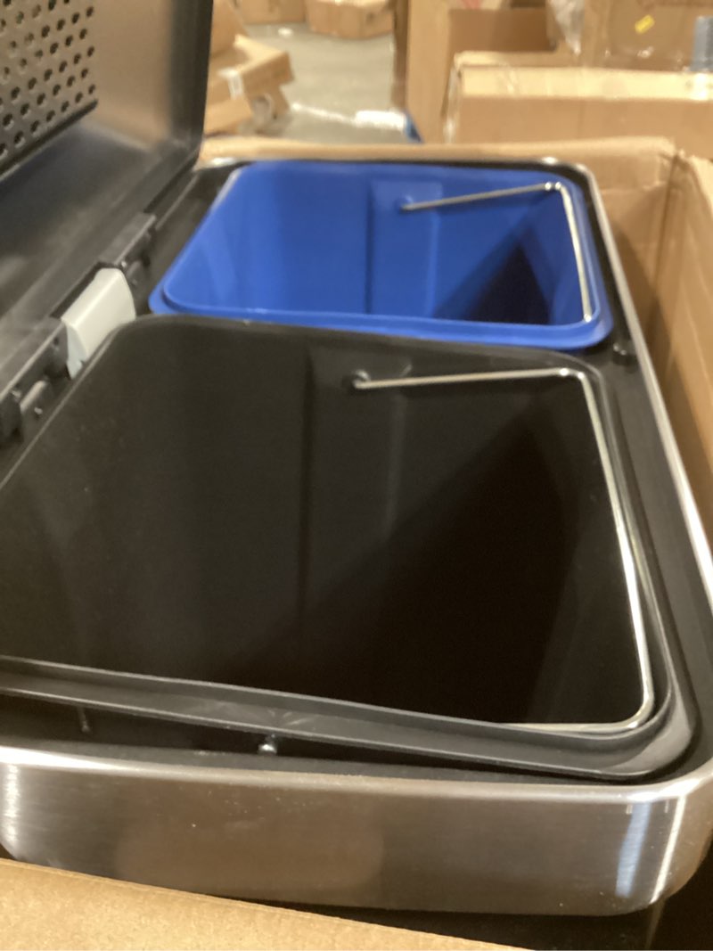 qualiazero 16 gallon stainless steel step on multi-compartments trash & recycling bin