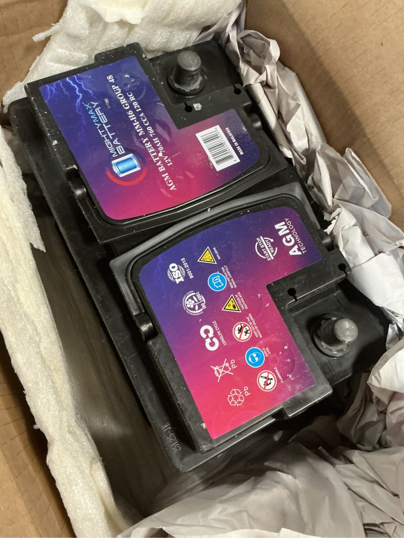 Condition photo showing As Is for mighty max battery mm-h6 start and stop car bci group size 48 12v 70 ah, 120rc, 760 cca rechargeable agm car battery group 48