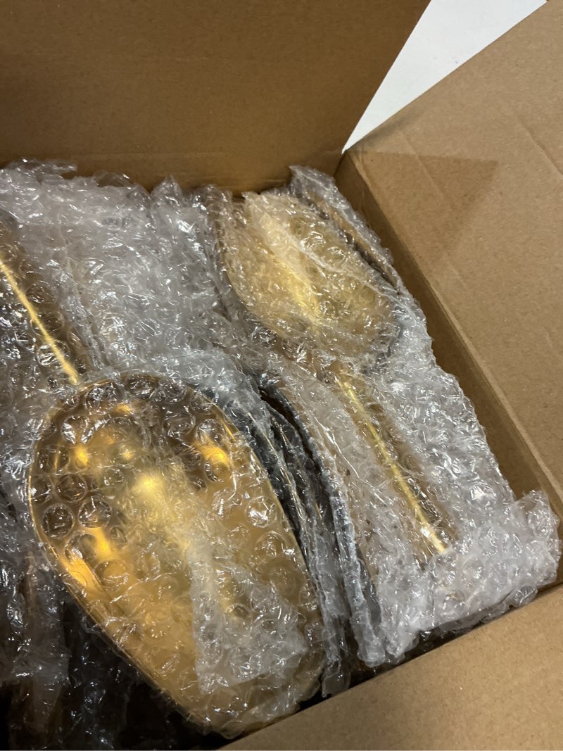Condition photo showing New/Like New for zhehao 8 pcs metal ice scoop 6 oz stainless steel ice scooper for ice maker kitchen freezer bar wedding party small scoops for pet animal dog food candy scoop beach shovel (gold)