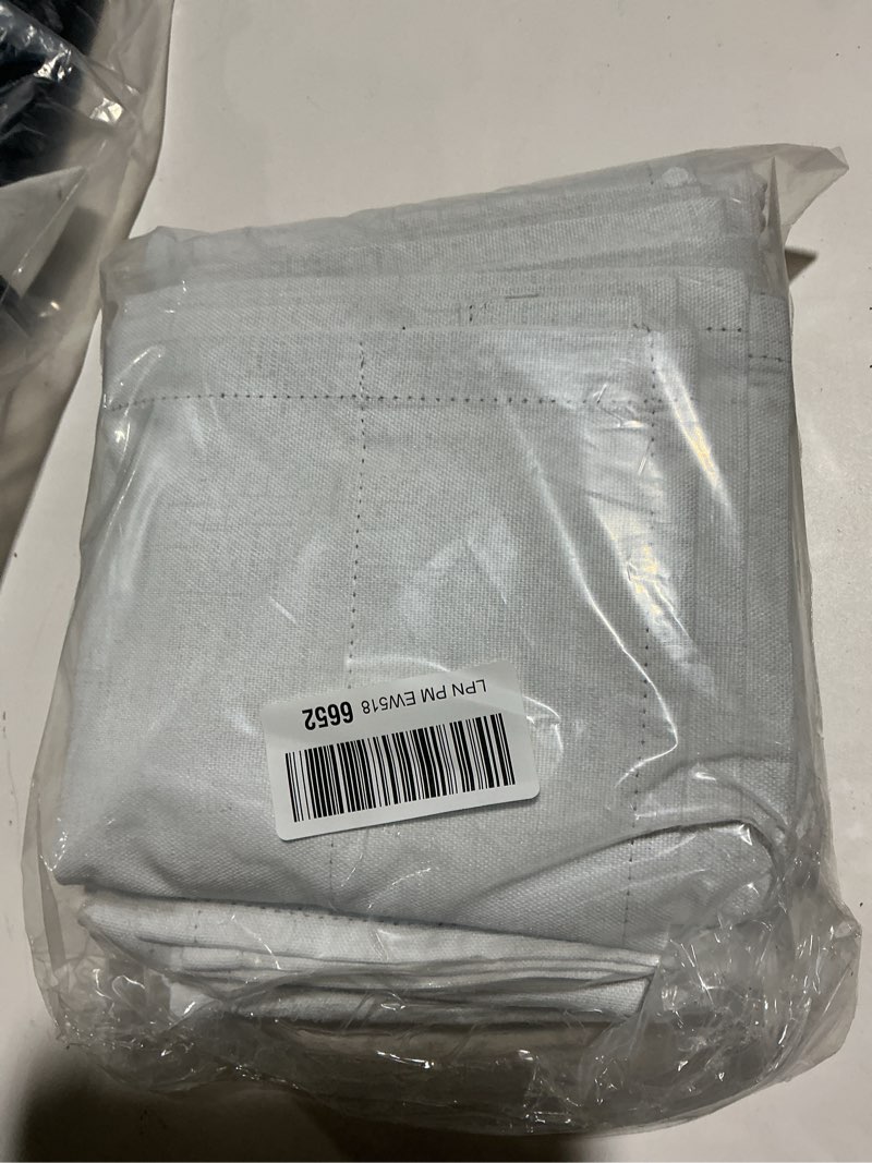 Condition photo showing As Is for KOUFALL White Black Out Curtains 96 Inch Long, 8FT Floor to Ceiling Curtain, Linen Blackout Thermal 8 FT Curtains for Bedroom Living Room, 2 Panels Set 52"W x 96"L (Pack of 2) White