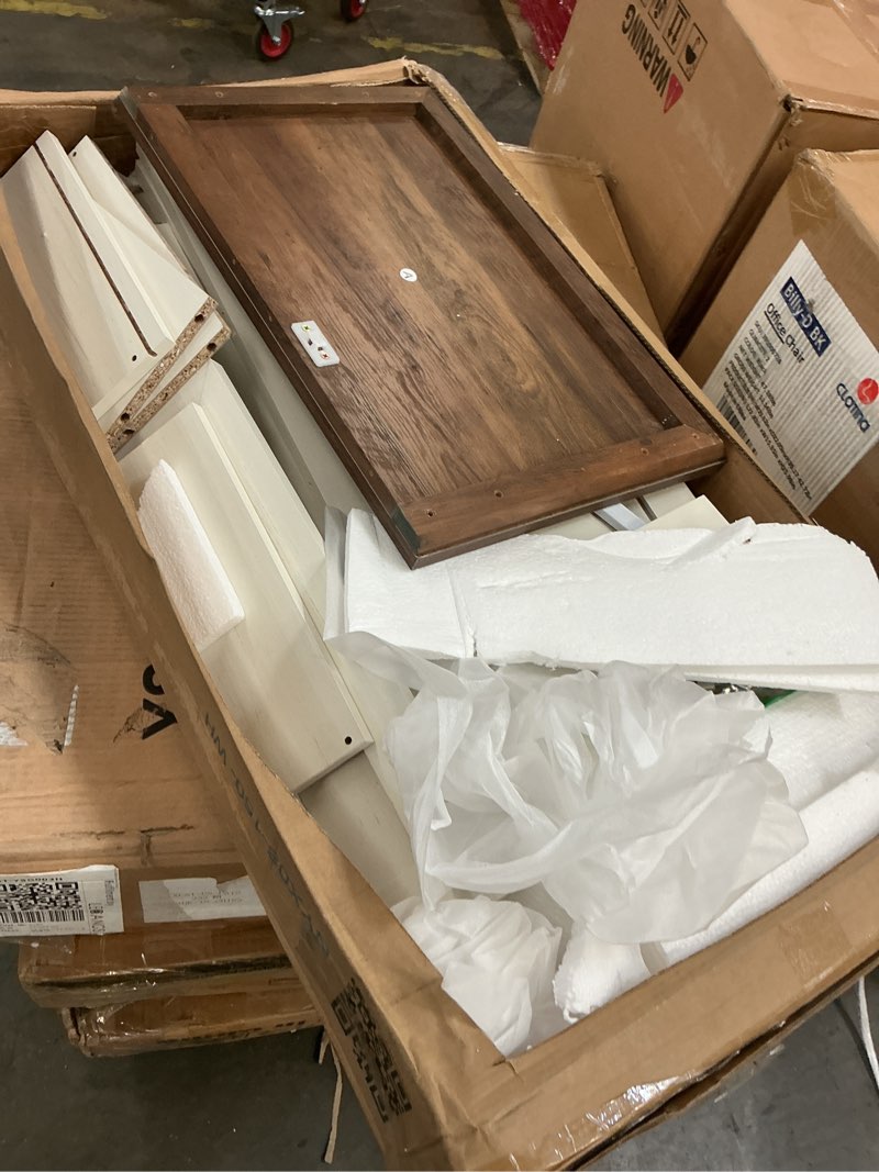 Condition photo showing As Is for j&k creme glazed a7 base waste bin pull-out w/one (1) bin cut-out - 15" w