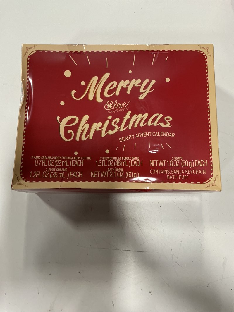 Condition photo showing New/Like New for BODY & EARTH # LOVE Advent Calendar 2025 Womens Christams Gifts, Advent Beauty Calendar for Teen Girls 24 Days Countdown Calendar Hand Cream Gifts Spa Bath Sets with Body Lotion, Santa Keychain, Red 24PCS-Red( Exp:2028/07)