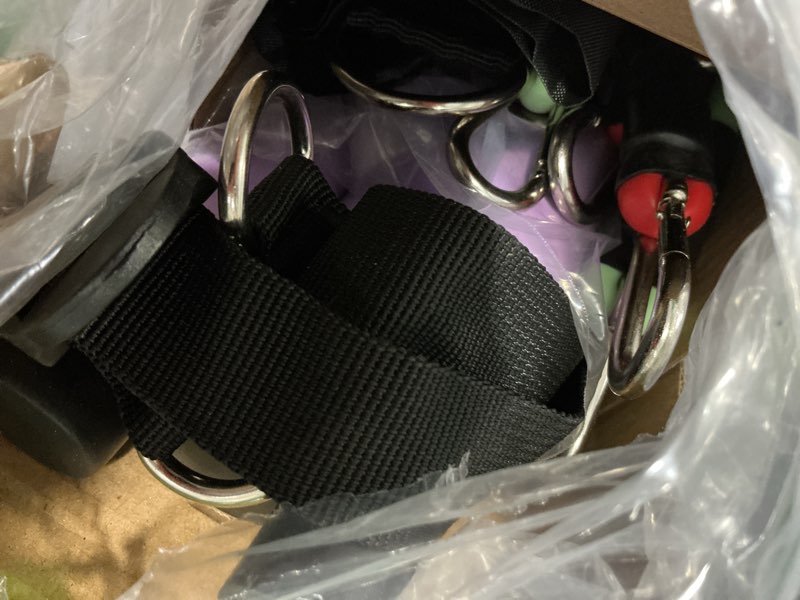 Condition photo showing Good Condition for Portable Pilates Bar Kit with Resistance Bands (20, 30, 40, 50 LB) - 8 Week Video Program - Premium Quality Home Equipment 3 Section Pilates Bar with Resistance Bands Full-Body Purple ( 20/30/40/50 LBS)