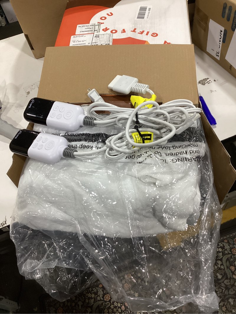 Condition photo showing As Is for Bearhug Multi-Zone Electric Heated Mattress Pad Queen Size, Dual Control Bed Warmer with Memory & 11 Heat Level, 1-9H Auto Off, Individual Body &Feet Settings, Deep Pocket ETL Certified, Machine Wash Grey Multi-zone Queen