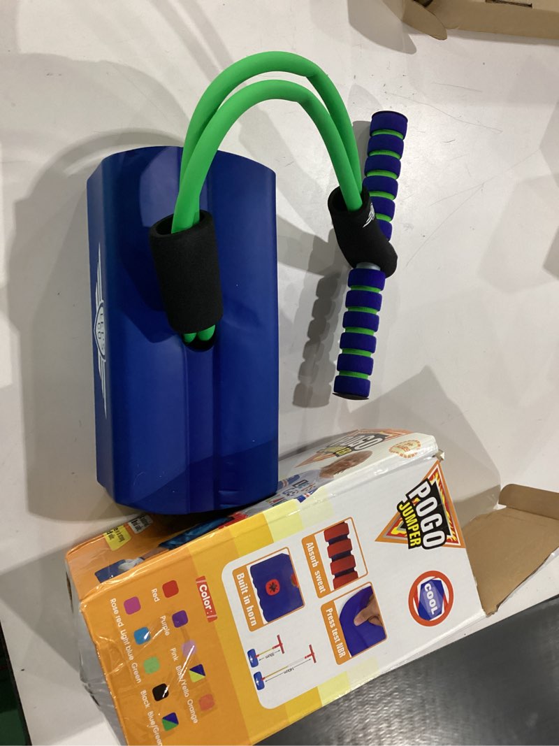 Condition photo showing New/Like New for CUUGO LET'S GO! CG Jumping Promotes Growing Taller- Pogo Stick Foam Pogo Jumper for Kids, Toys for 3-12 Year Old Boys Girls Outdoor Toys Indoor Toys Fun Gifts Christmas Stocking Stuffers Gifts Green Blue