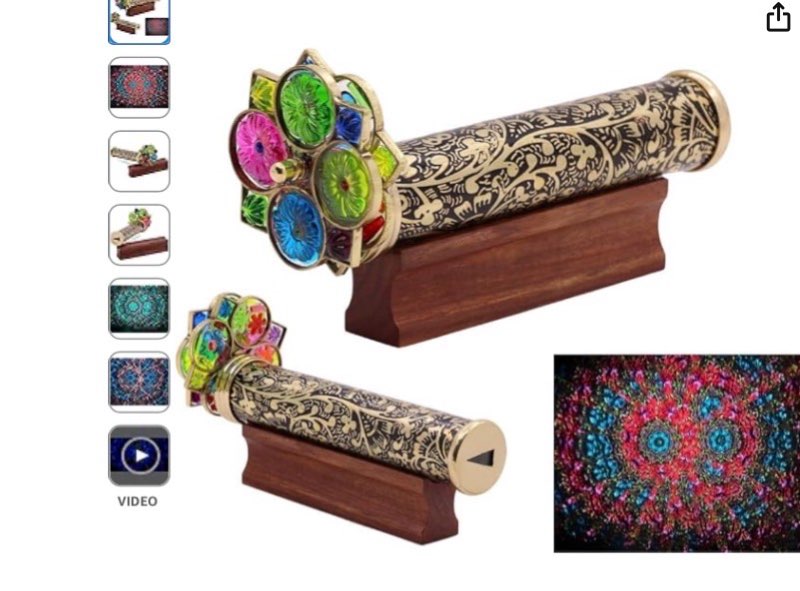 Handmade Giant Trigon Flower Brass Kaleidoscope – Stunning Visual Display with Hardwood Base – Uniqu