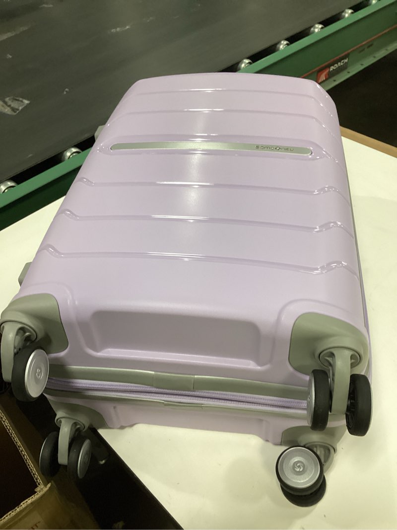 Condition photo showing Good Condition for Samsonite Freeform Hardside Carry-On Luggage with Spinner Wheels - Hardshell Suitcase - TSA, Airline-Approved - Expandable Hard Shell, Smooth Rolling Wheels for Lightweight Travel - Lilac Carry-on Spinner Lilac