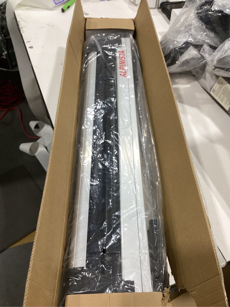 Condition photo showing As Is for Alpinista Ski & Snowboard Rack for Car Roof with Sliding Extension, Snowboard Roof Rack Fits 5 Ski Pairs or 4 Snowboards, Aluminum, Universal for Square/Rectangular/Aero Bars Silver