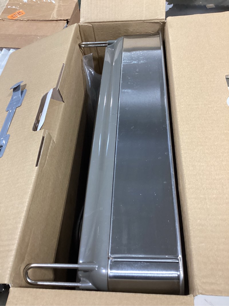Condition photo showing Good Condition for simplehuman steel frame dishrack, large capacity dish drying rack, 360º easy drain swivel spout, utensil & wine glass holder, anti-residue coating, moisture control surface, brushed stainless steel gray full-size (20'' x 22.3'' x 11.5'')