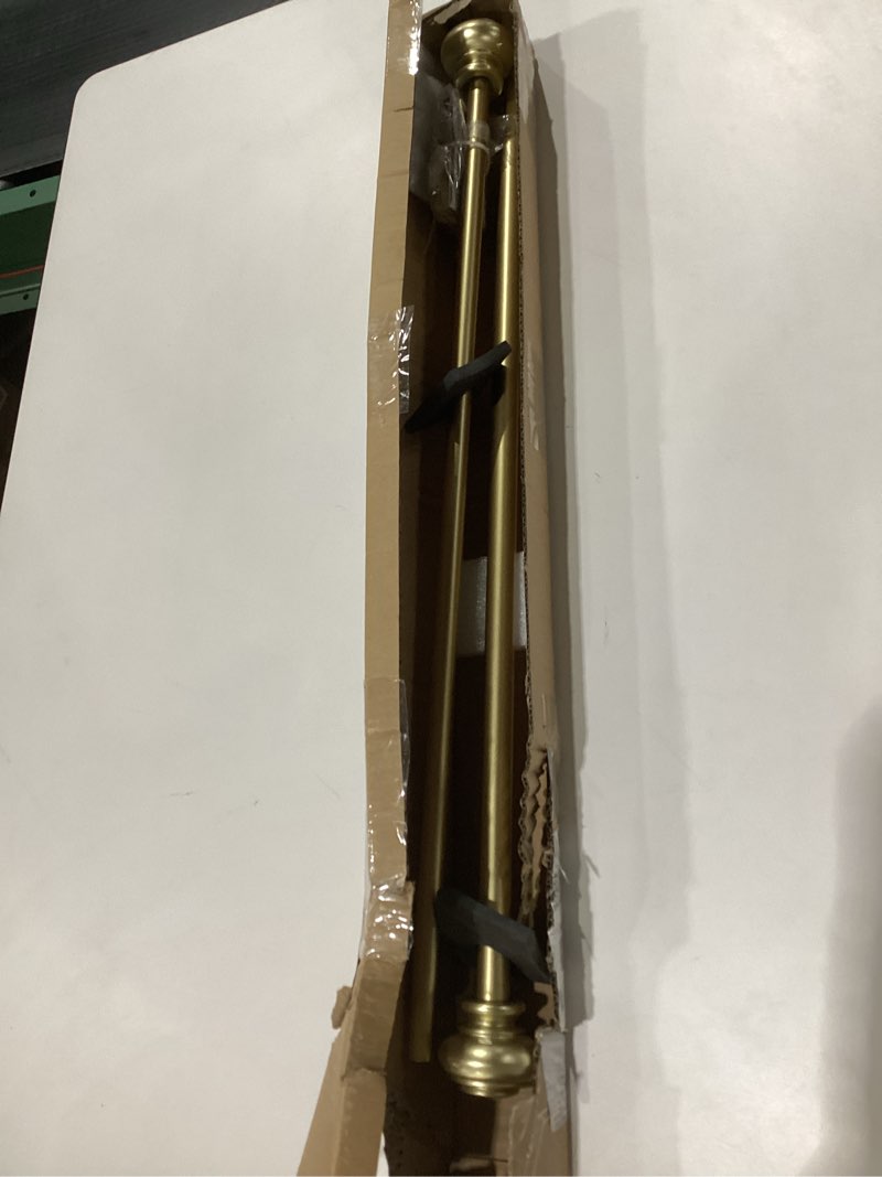 Condition photo showing As Is for H.VERSAILTEX Window Curtain Rods for Windows 28 to 48 Inches Adjustable Decorative 3/4 Inch Diameter Single Window Curtain Rod Set with Classic Finials, Champagne Gold 28"-48" Champagne Gold