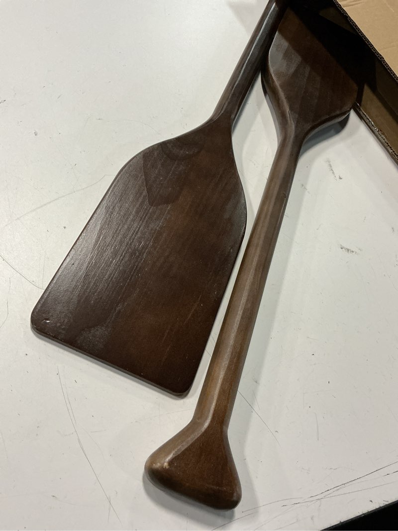 Condition photo showing Good Condition for silipull 2 pcs 2.5-4ft wooden canoe oar paddle, 30-48'' solid pine paddle canoe, for kayak small boat water sports home wall decoration gift for outdoor enthusiast 2.5 ft classic blades walnut