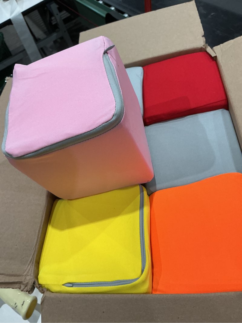 Condition photo showing Good Condition for foam blocks for toddlers, 12 pieces soft building blocks for kids, large foam cubes colourful stacking block sets - throw & play toys with washable cover(pink, dark blue, yellow, orange, red, gray)