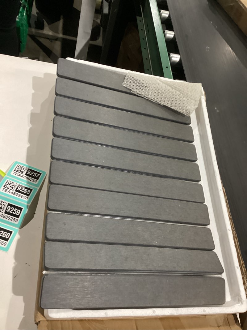 Condition photo showing Good Condition for Stone Bath Mat,24 x 15.4 Inch Non-Slip Diatomaceous Earth Mat,Quick Dry Stone Bath Mat for Bathroom,Rollable Super Absorbent Drying Mat for Bahtroom Shower Floor, Dark Grey