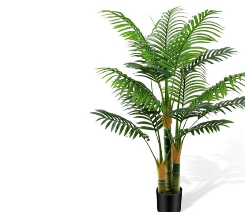 nearly natural 6.5ft artificial golden cane palm tree, lifelike silk indoor palm with three textured