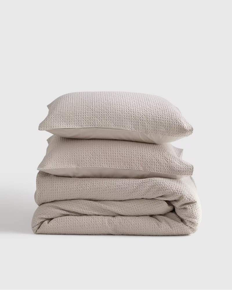 quince organic luxe honeycomb duvet cover set king sand