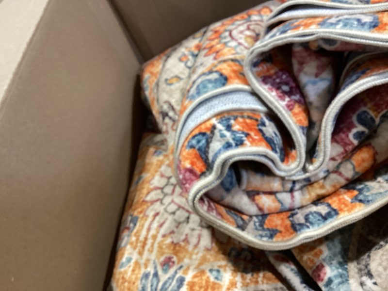 Condition photo showing Good Condition for lahome moroccan washable area rugs 9x12 living room, soft 9x12 area rug for bedroom, oriental non-slip non shedding throw large carpet for dining room office elise, cream/multi 01-cream/multi 9' x 12' (rectangular)