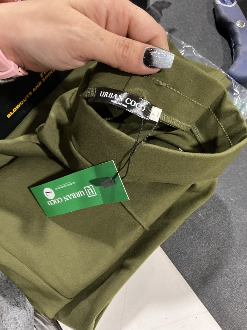 Condition photo showing Good Condition for urban coco women's elastic waisted work pants business casual office pants trousers with pockets large army green