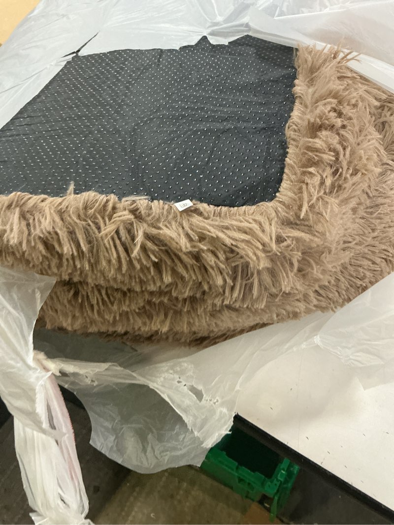 Condition photo showing As Is for CareCooo Orthopedic Dog Bed for XL Dogs - Washable Memory Foam Pet Sofa, Fluffy Plush Rectangular Be