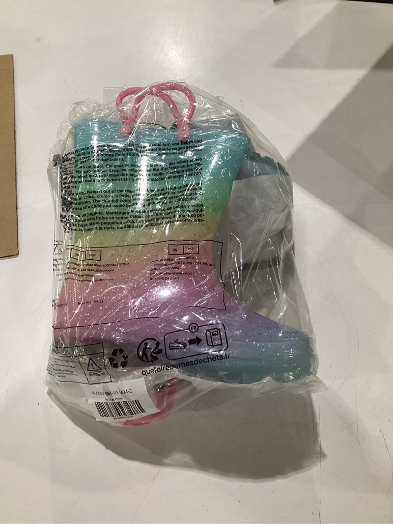Condition photo showing Good Condition for euxterpa toddler kids waterproof light up rain boots patterns and glitter boots with handles for boys girls  little kid pink gradient size 9m/25