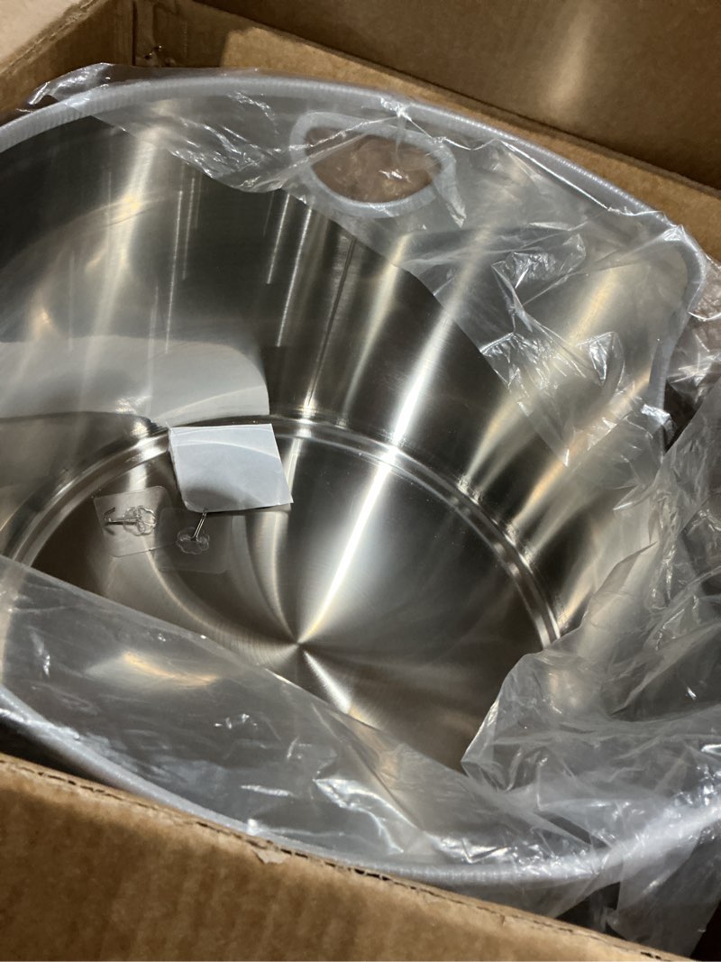 Condition photo showing As Is for stainless steel litter box metal with integrated round for xl/xxl big and multi cats, 12" high wall high side, odor control, easy to clean, durable, includes stainless steel scoop