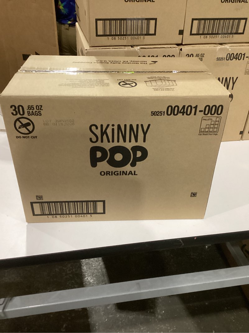 Condition photo showing New/Like New for SkinnyPop Popcorn, Original, Whole Grain, Dairy-Free Snack, 0.65oz Bags (30ct)