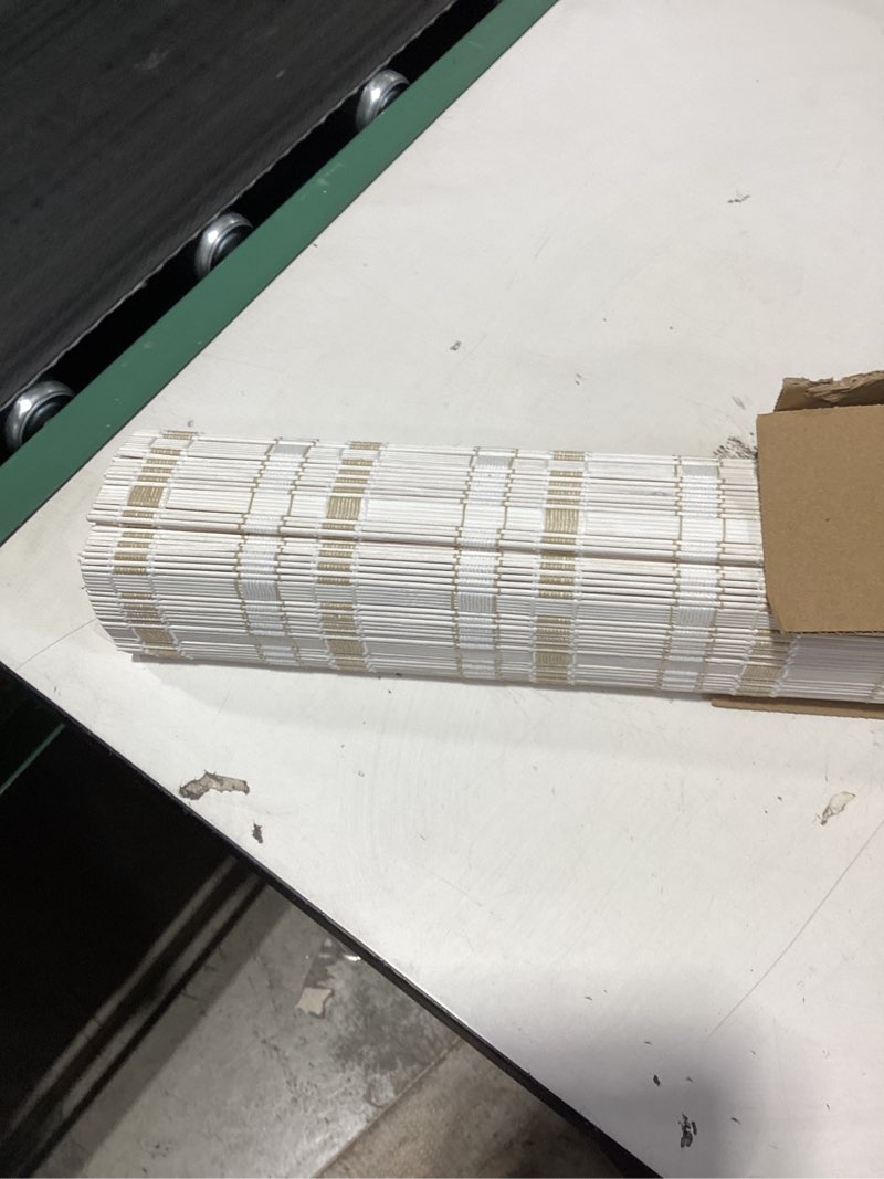 Condition photo showing New/Like New for lazblinds cordless bamboo blinds, roll up shades for windows, light filtering hanging window blinds, bamboo shades for patio indoor/outdoor porch, 30'' w x 72'' h, whitewash b whitewash b 30'' w x 72'' h