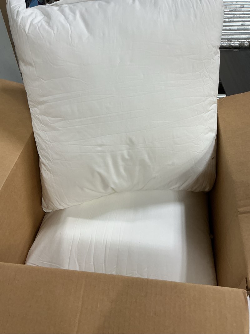 Condition photo showing Good Condition for oubonun 20 x 20 throw pillow inserts (set of 2) with 100% cotton cover - 20 inch square interior decorative sofa pillow insert pair - white couch pillow 20x20 inch (pack of 2)