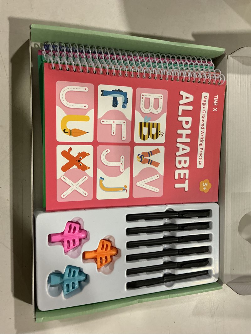 Condition photo showing Good Condition for time x magic grooved writing practice books, reusable 3d groove handwriting practice workbooks for kids ages 3-8, large preschool writing books with disappearing ink for kids 5-7 (practice 6-books)