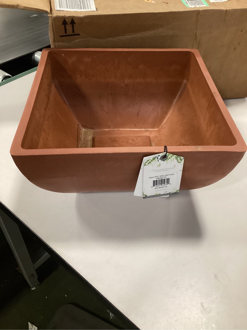 Condition photo showing As Is for Arcadia Garden Products PSW FBD30TC Simplicity Square Terra Cotta Color Terra Cotta 12 by 12 by 6-Inches