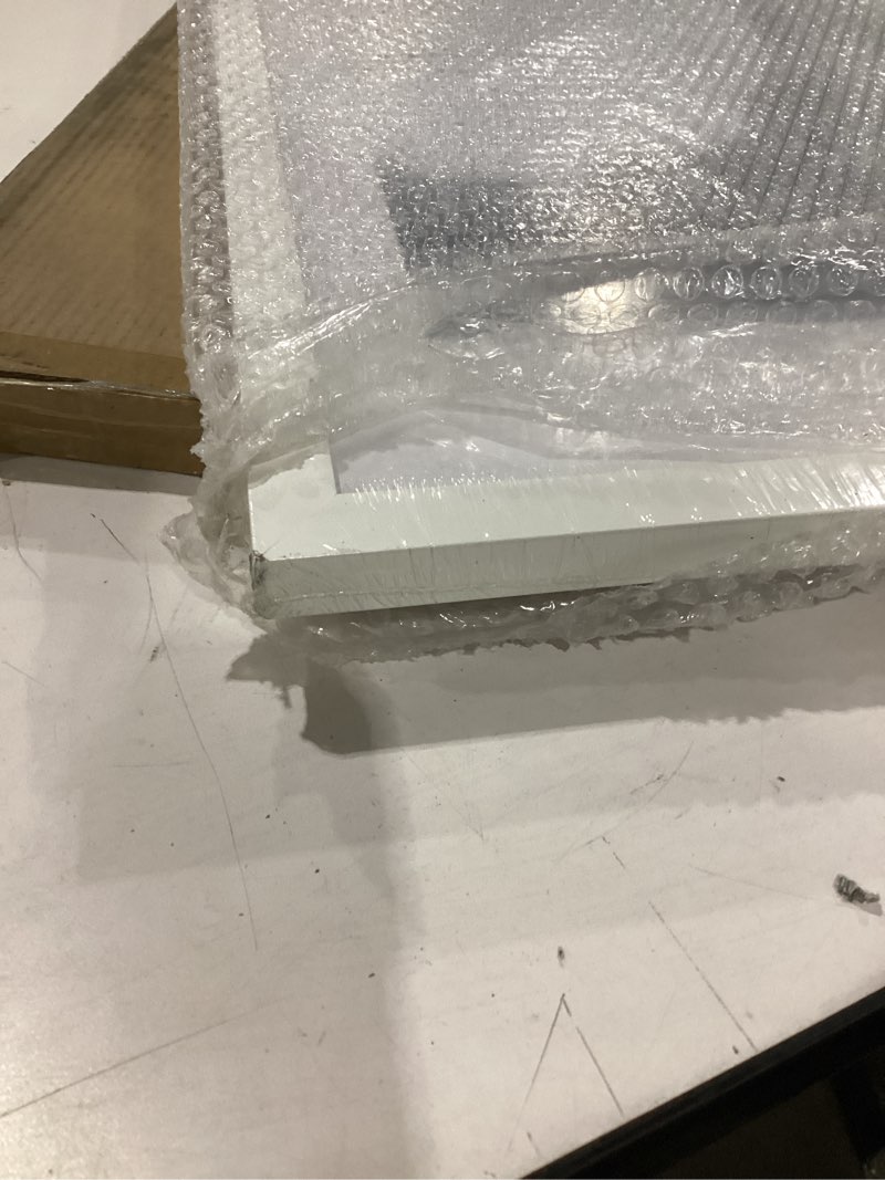 Condition photo showing As Is for upsimples 18x24 picture frame, display pictures 16x20 with mat or 18 x 24 without, wall hanging poster frames, white, 1 pack white 18x24