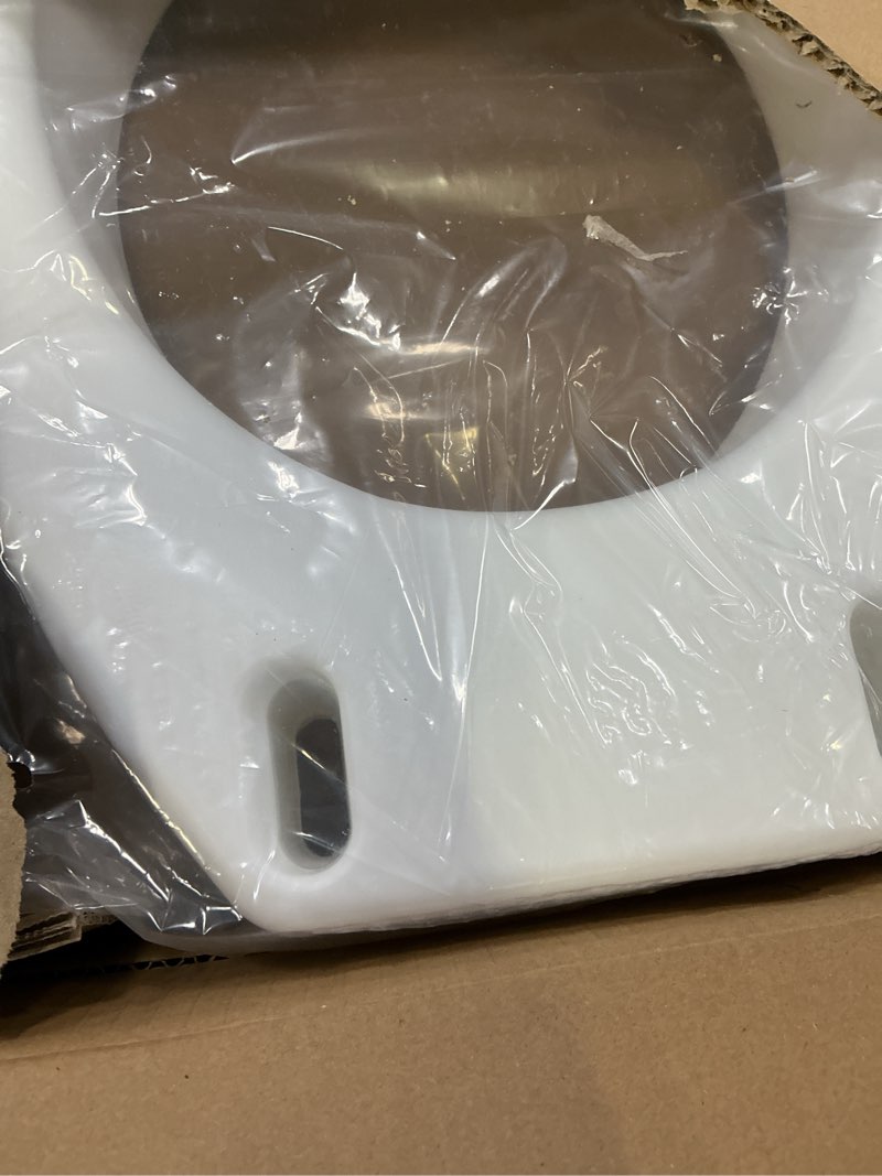 Condition photo showing New/Like New for carex toilet seat riser, round raised toilet seat adds 3.5 inches to toilet height, for assistance bending or sitting, 300 pound weight capacity toilet riser