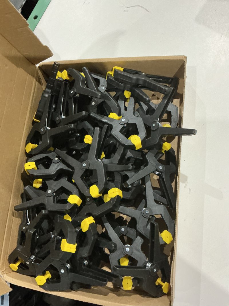 Condition photo showing Good Condition for 55pack plastic spring clamps, 3.5inch small heavy duty clips for balloon arch stand, spring clips clamps for woodworking, arch backdrop stand, photography backdrops holder, crafts, fabric backdrop 3.5"_55p_yellow