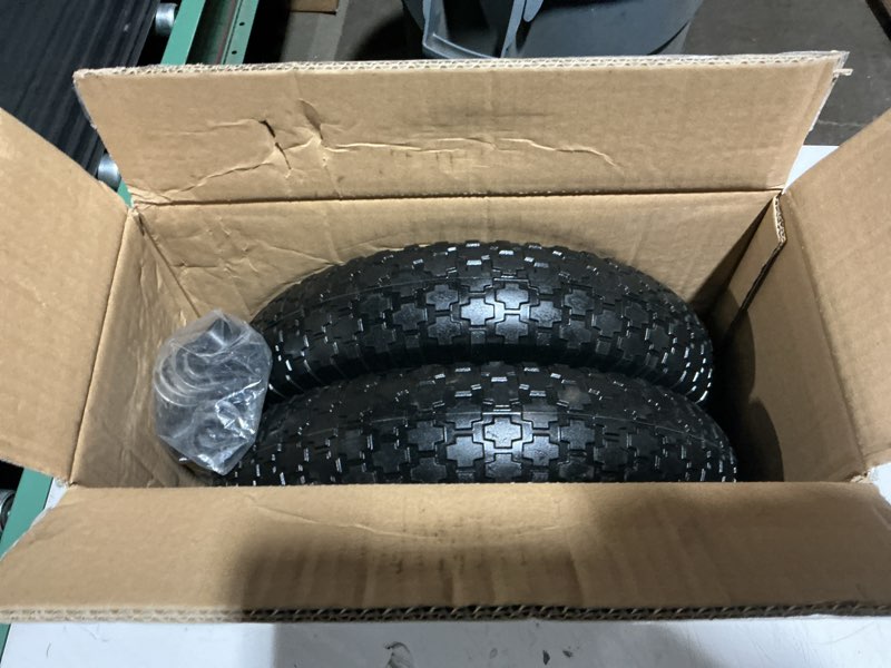 2pc 14.5" wheelbarrow tires, 4.80/4.00-8" flat-free tire and wheel, 5/8" bearings, extra 3/4" bearin