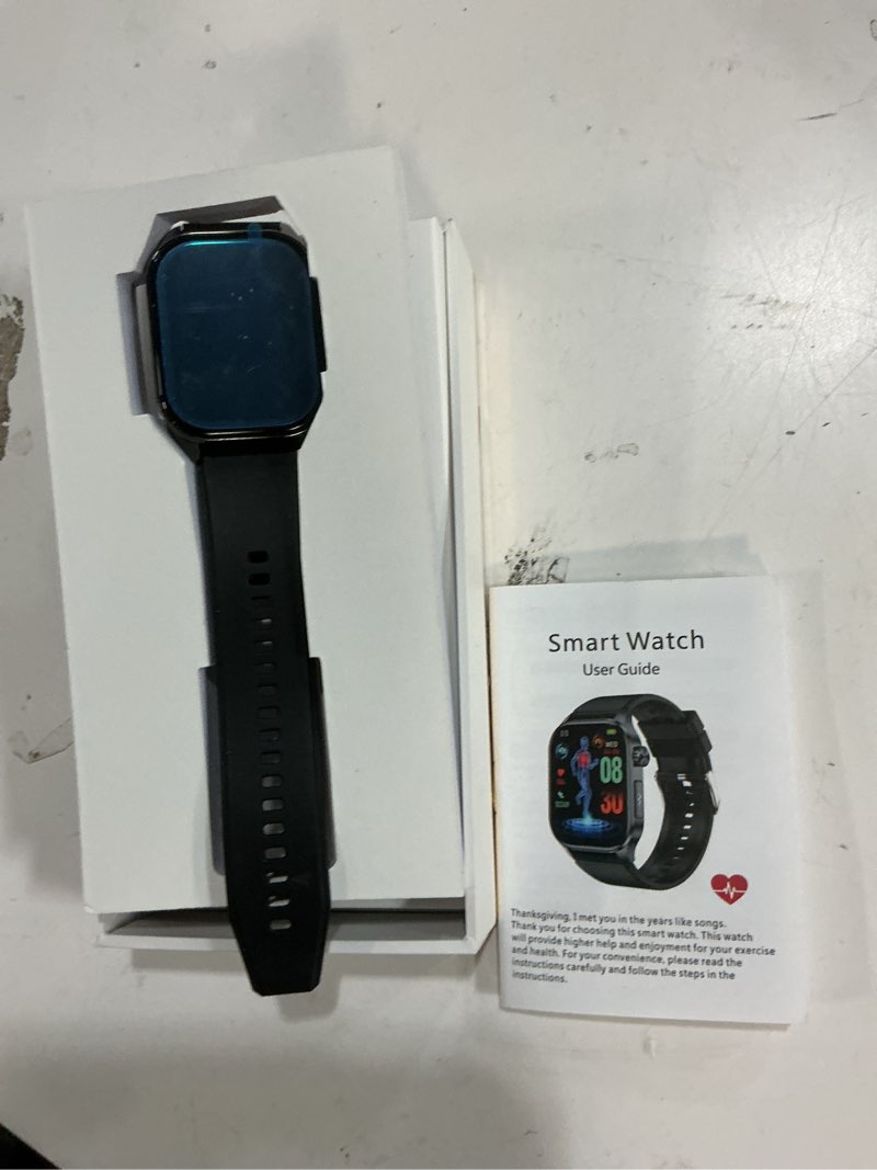 Condition photo showing As Is for smart watch for men women, 2.04" amoled color screen, 24/7 heart rate, blood oxygen, blood pressure, sleep and stress health monitor, blood and body composition insights, 150 sports modes (blue)