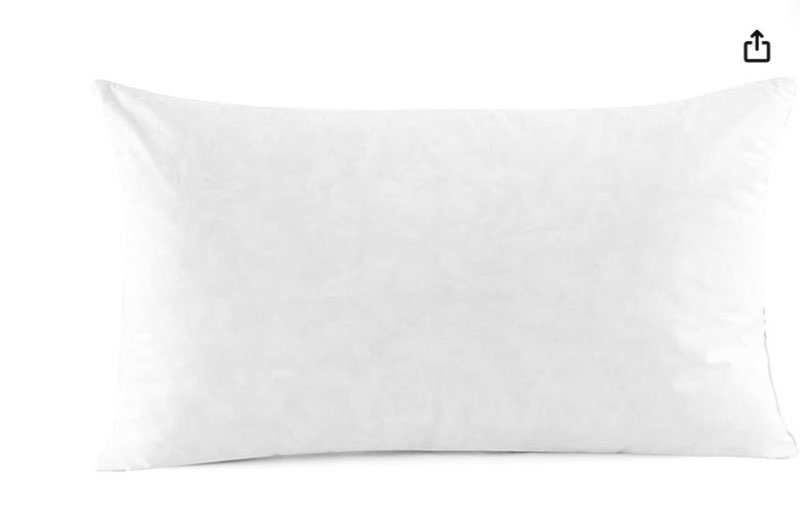  snug&cozy luxury goose down feather pillow inserts - 12x20in, double layered down-proof design, ultra-soft cover, high fill weight, pack of 1, white