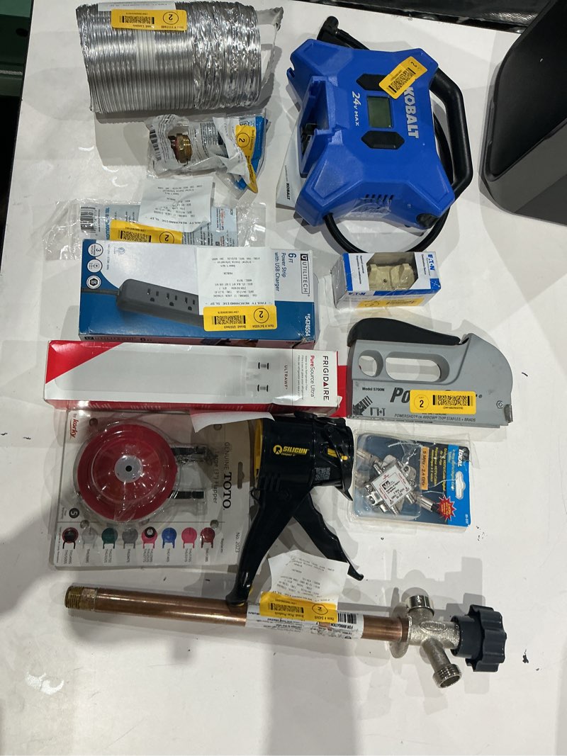 Condition photo showing As Is for assorted home lmprovement  lot (small tools,screw ,hom accesories etc.