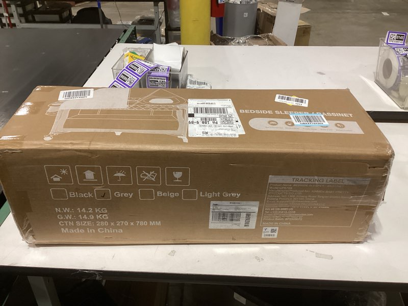 Condition photo showing Good Condition for 4 in 1 Baby Bassinet, Pack and Play, Bedside Crib Sleeper, Diaper Changer - Comes with Mattress, Mosquito Net, Bottom Storage and Toy Bar for Newborn to Toddles Grey