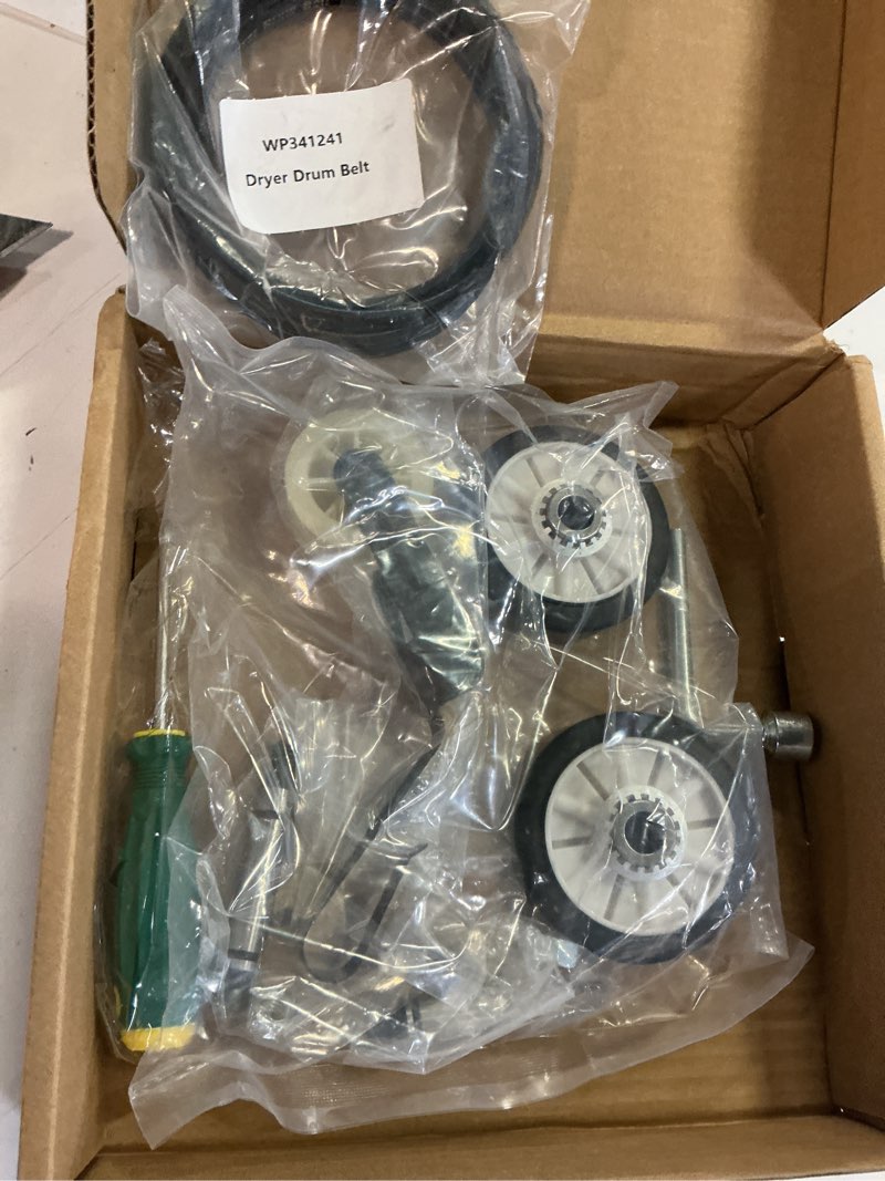 Condition photo showing New/Like New for 4392065 dryer repair kit for whirlpool kenmore maytag amana dryers | includes 349241t drum roller kit 691366 dryer idler pulley 341241 dryer belt wpw10359269 wpw10359270 dryer drum shaft, tools