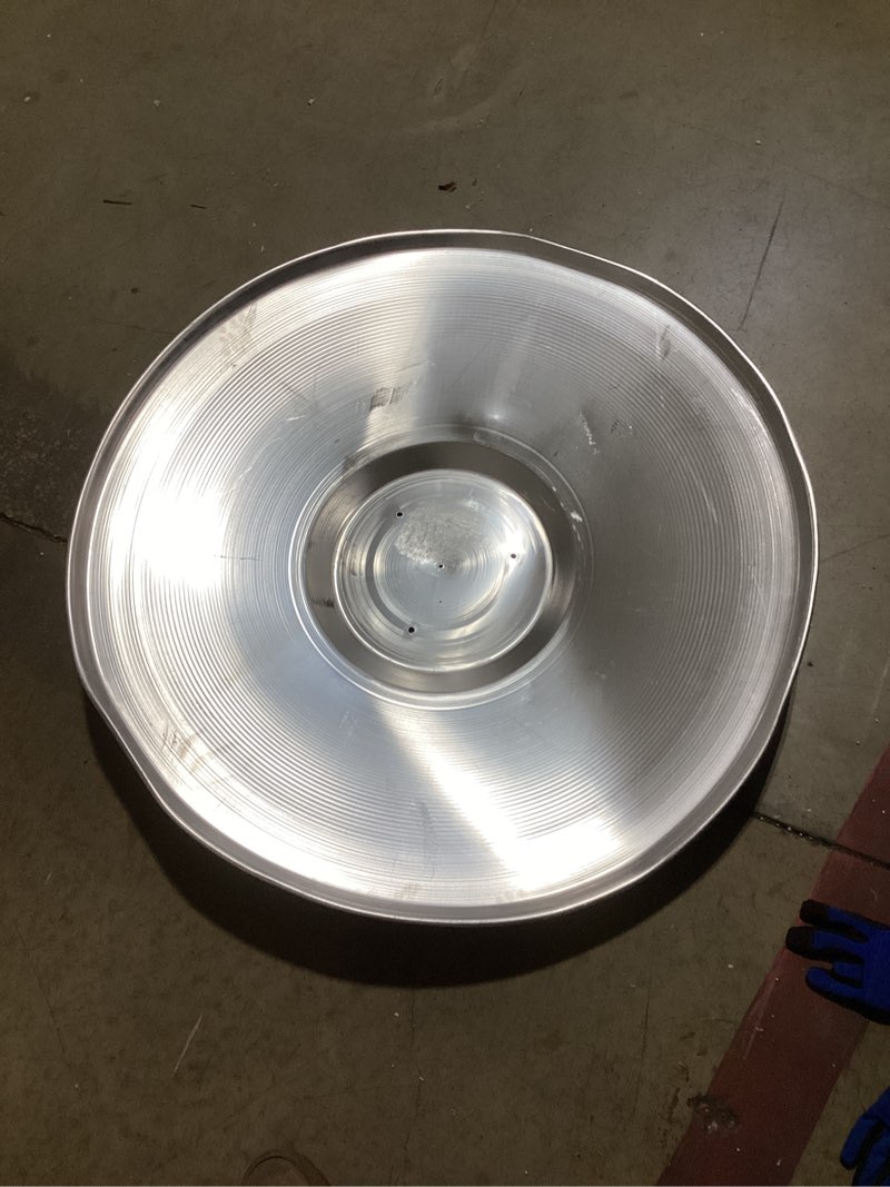 Condition photo showing As Is for Outdoor Stainless Steel Lamp Shade Waterproof Cover for Pendant and Street Lights Modern Industrial Design Easy Installation 12.20In Diameter