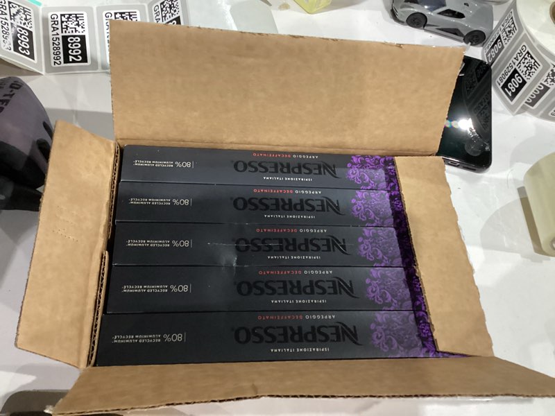 Condition photo showing New/Like New for Nespresso Capsules Original, Arpeggio Decaffeinato, Dark Roast Espresso Coffee, 50-Count Espresso Coffee Pods Unflavored 50 Count (Pack of 1)