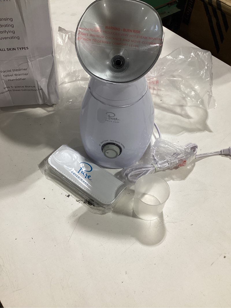Condition photo showing Good Condition for nanosteamer large 3-in-1 nano ionic facial steamer with precise temp control - humidifier - unclogs pores - blackheads - spa quality - bonus 5 piece stainless steel skin kit (silver)