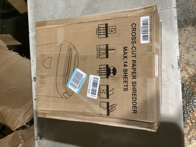 Condition photo showing Good Condition for 14 sheet cross cut paper shredder for home office use with p-4 high security and 6.6 gallon bin for credit cards cds or staples etl certified black 14.2*9.6*18.2inch