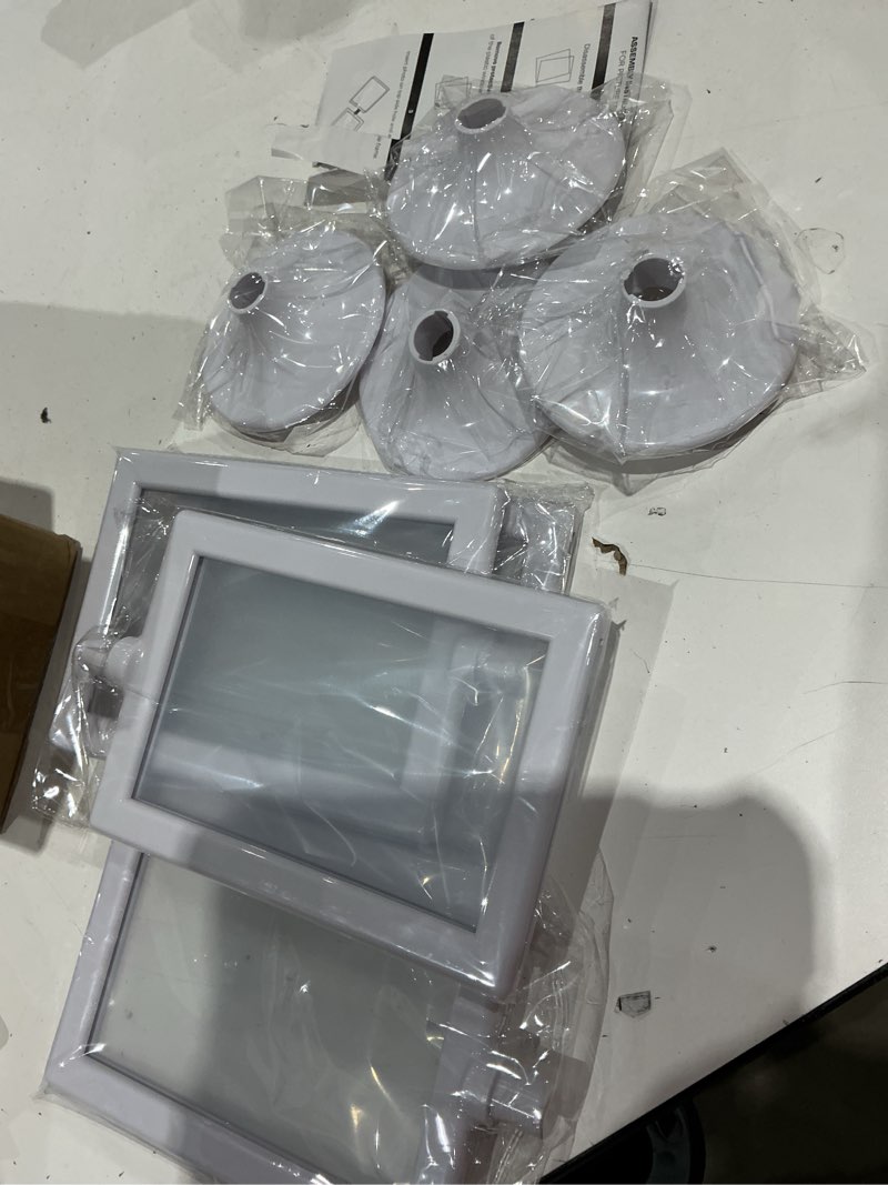 Condition photo showing Good Condition for lawei 10 pcs double sided standing picture frames 4x6 inch, plastic pedestal photo frame bulk, white vertical picture holder with inserts & base, display picture frames for wedding, table