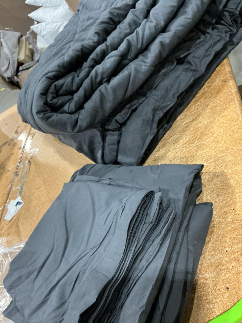 Condition photo showing Good Condition for cozylux king size comforter set dark grey - 7 pieces bed in a bag king, luxury soft bed set for all seasons, bedding set with down alternative comforter, sheets, pillowcases & shams dark grey king