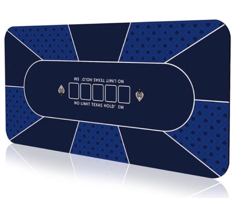 70 x 35 Inch Poker Mat, 8 Players Texas Hold'em Poker Rubber Mat Poker Topper for Tables, Folding Portable Poker Table Top Layout w/Carrying Bag for Poker Games, Blackjack, Casino (70 x 35 Inch-Blue)