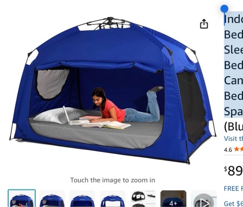 Indoor Instant Privacy Bed Tent for Sleeping,Quick Set-up Bed Canopies,Portable Bed Drapes with Large Space and 3(similar)