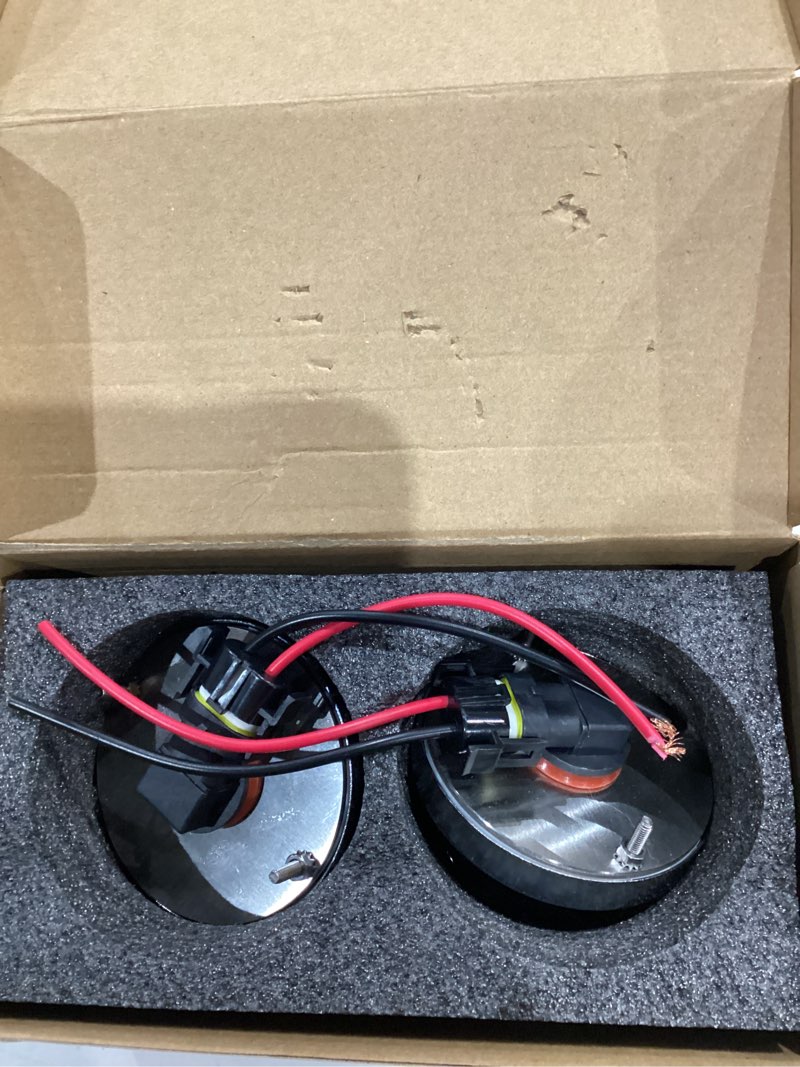 Condition photo showing As Is for Glass Watermelon Lights Diamond-Shaped Lens Yellow LED Side Marker Turn Signal Lamp with Stainless Steel Bezel for Semi Trucks Trailers RVs Bumper Under Glow 2Pack Amber/Clear Lens Diamond