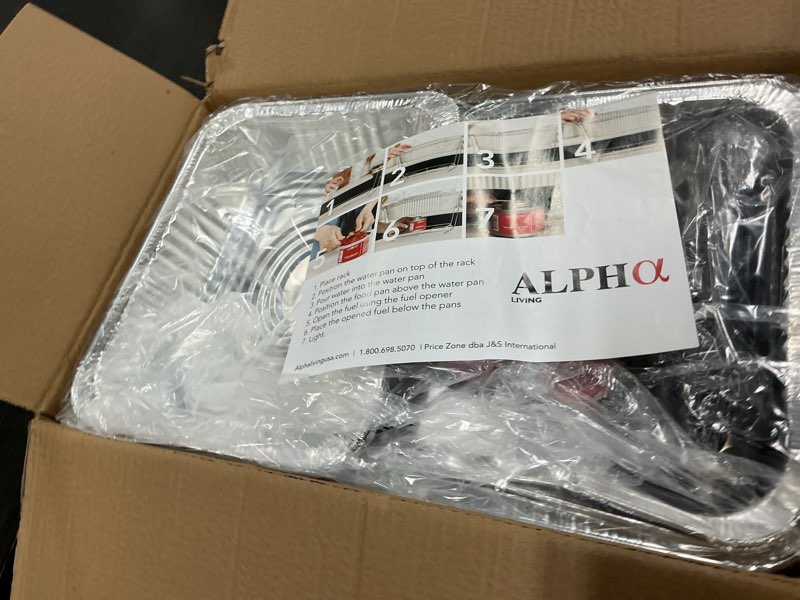 Condition photo showing Good Condition for alpha living large full size refill kit disposable chafing buffet with - utensils, fuel cans only – premium chafing dish set for events, parties, catering refill kit (no rack)